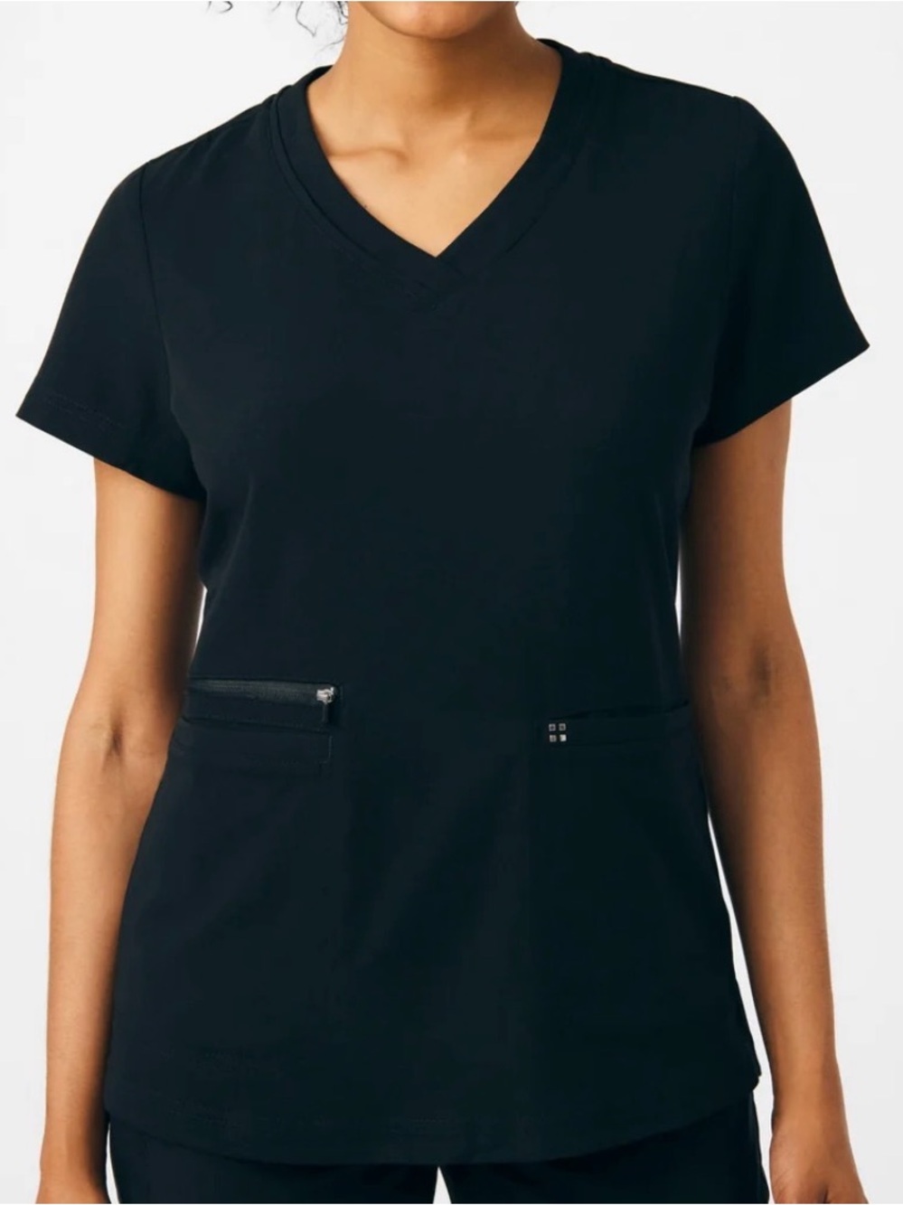 White Cross CRFT Black V-Neck Short Sleeve Scrub Top